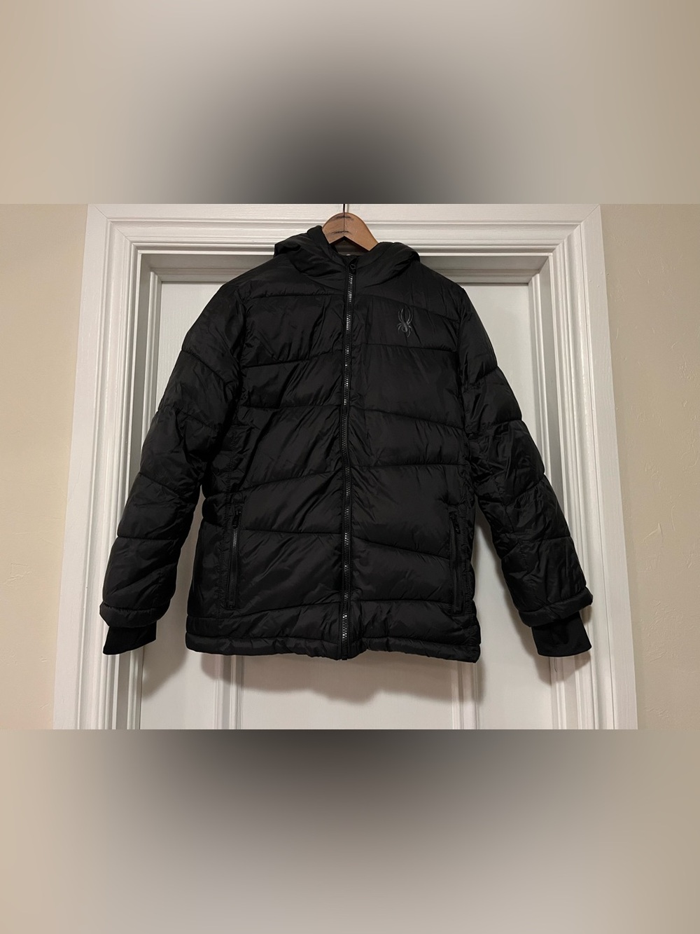 Spyder Women’s Size Large Black Puffer Puffy Hooded Coat Jacket